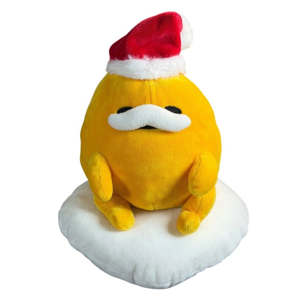 Gudetama by Sanrio Santa Hat Mustache Holiday Plush 9.5 Inch Lazy Egg 2023